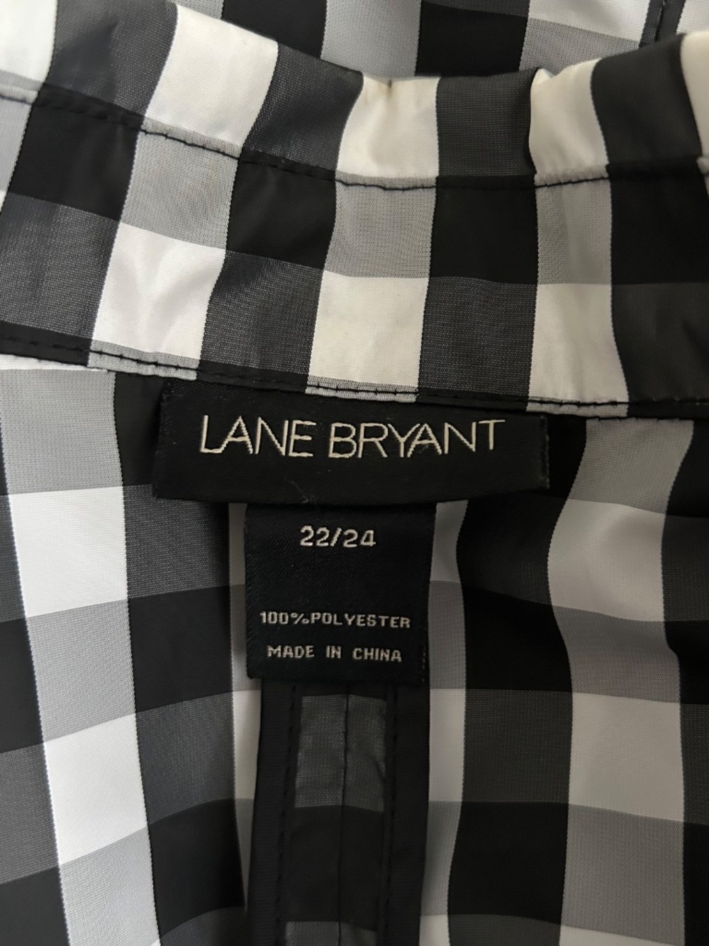 Lane Bryant Womens Black & White Plaid Tie-Waist Rain Coat Jacket Size 22/24 - Picture 8 of 9